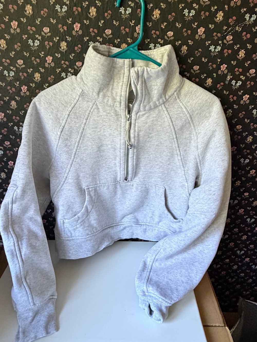 lululemon athletica Light Gray Cropped Half-Zip Sweatshirt
